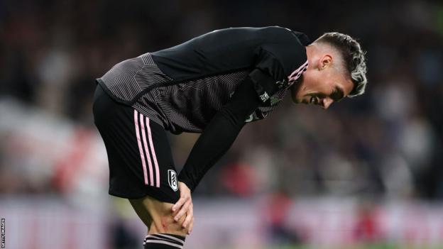Fulham midfielder Harry Wilson reacts after missing a chance