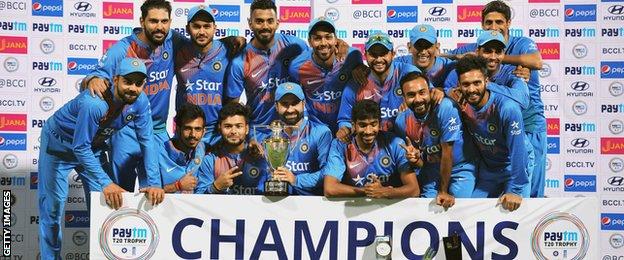 India with the Twenty20 series trophy