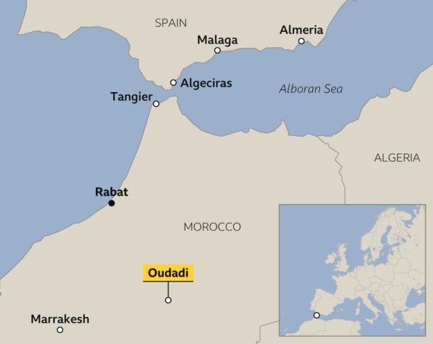 Carte montrant l'emplacement d'Oudadi