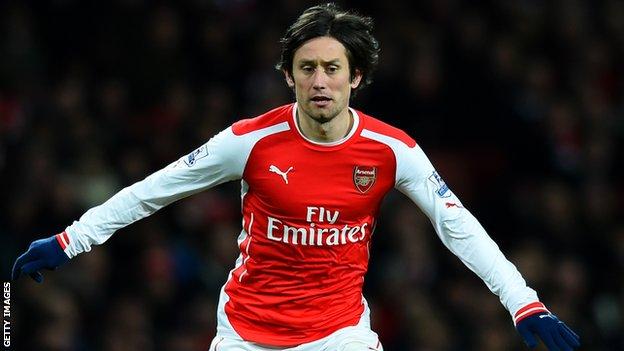 Tomas Rosicky Arsenal Midfielder Ruled Out For Three Months Bbc Sport