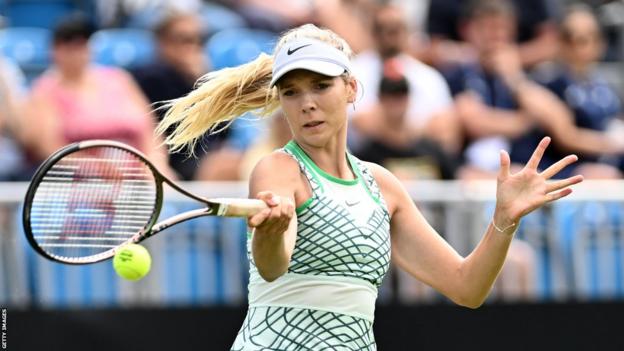 Katie Boulter makes a forehand