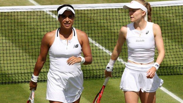 Heather Watson (left) has played on every day of this year's Wimbledon championships