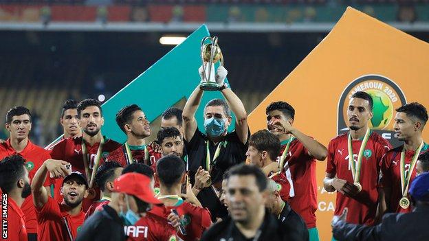 Morocco lift the 2020 Africa Nations Championship trophy