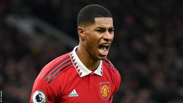 Manchester United's Marcus Rashford celebrates after scoring against Crystal Palace