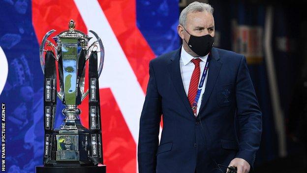 Wales coach Wayne Pivac with the Six Nations trophy