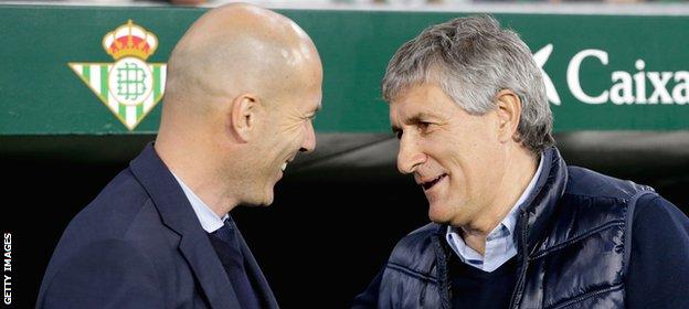 Setien (right) had been Betis manager since 2017 and led them to sixth and 10th-place finishes in La Liga