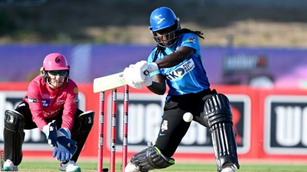 Deandra Dottin batting for Adelaide Strikers in the Women's Big Bash League