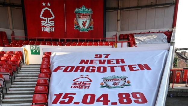 For an FA Cup tie against Liverpool in 2022, Nottingham Forest covered 97 seats in tribute to Liverpool fans that died as a result of the Hillsborough disaster