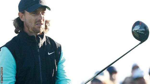 Tommy Fleetwood in round two action at TPC Sawgrass
