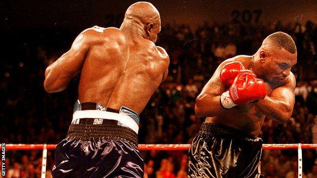 Tyson somehow survived an onslaught from Holyfield in the 10th but his stay in the fight would be short lived