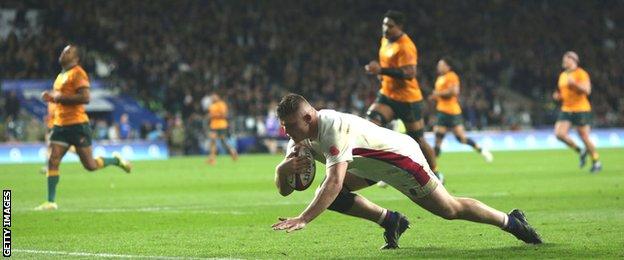 Jamie Blamire scores for England