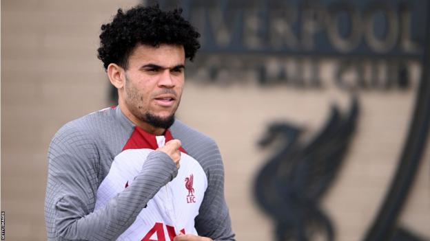 Luis Diaz at Liverpool training
