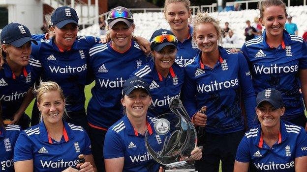 England with the one-day series trophy