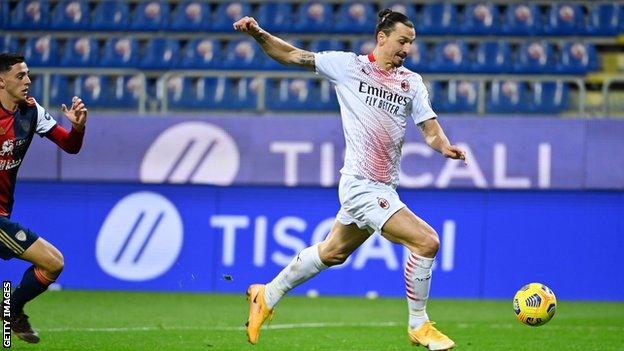 Cagliari 0-2 AC Milan: Zlatan Ibrahimovic twice as visitors regain three-point lead at top of Serie A - BBC Sport
