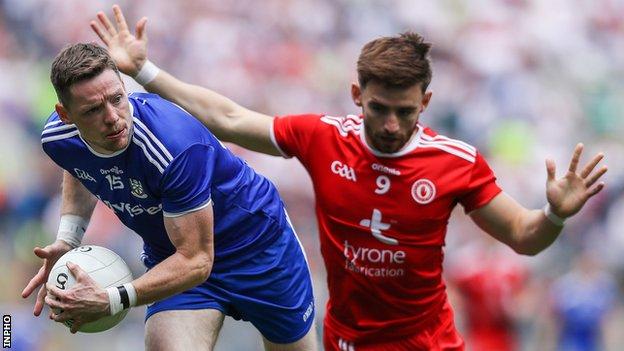 Monaghan's Conor McManus attempts to get away from Tyrone's Padraig Hampsey in this year's All-Ireland semi-final