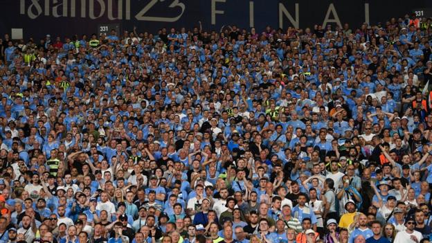 Manchester City fans at the Champions League final