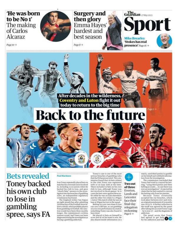 Saturday's back pages - BBC Sport