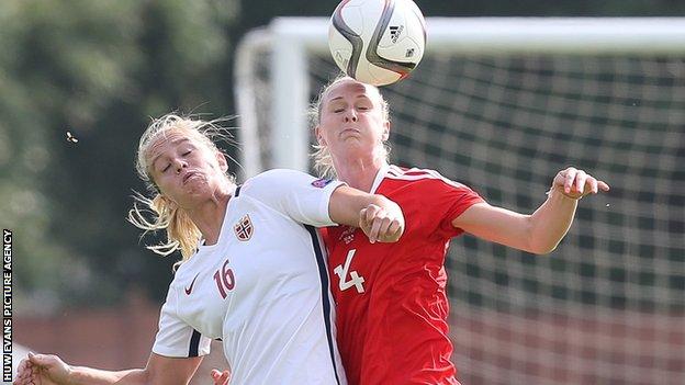 Wales' Angharad Roberts in action against Norway