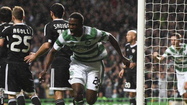 Celtic lead 1-0 from the first leg of their Champions League qualifier