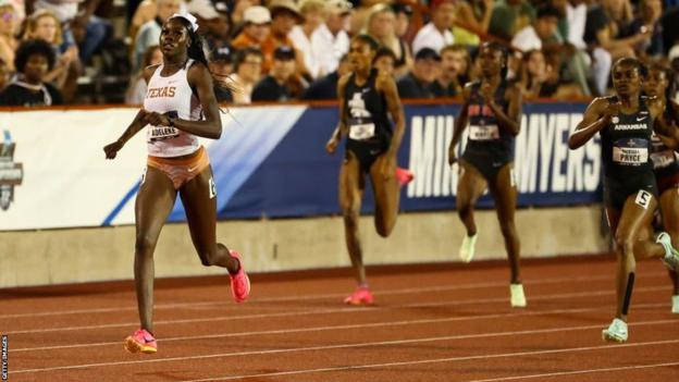 Rhasidat Adeleke in action at the NCAA Championships in Austin