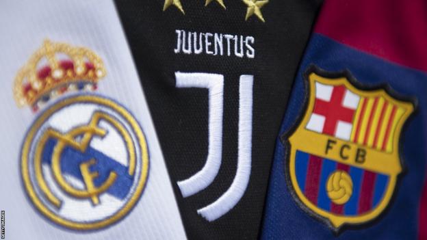 Real Madrid, Juventus and Barcelona badges