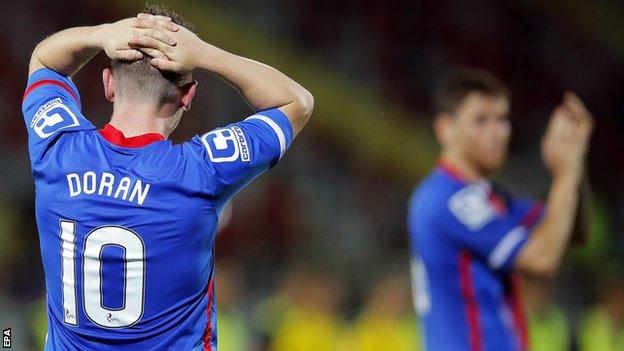 Caley Thistle's Aaron Doran shows his disappointment