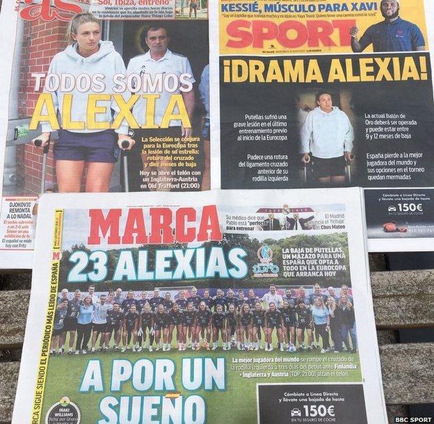 Spain's front pages react to Alexia Putillas' injury