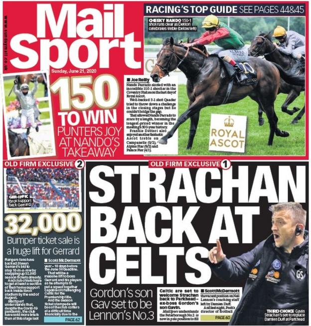 The back page of the Sunday Mail on 210620