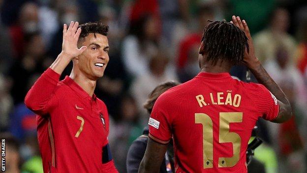 Portugal forwards Cristiano Ronaldo and Rafael Leao