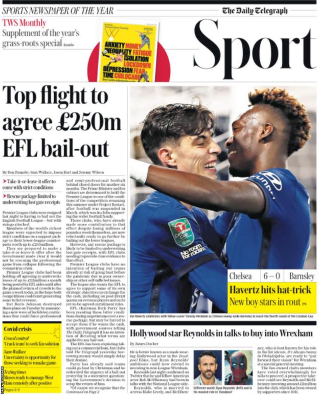 Daily Telegraph main sport page