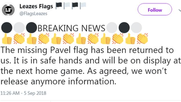 Flags Leazes tweet