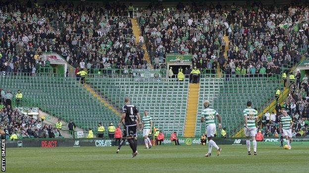The Green Brigade section was empty for Wednesday's 0-0 draw with Rosenborg