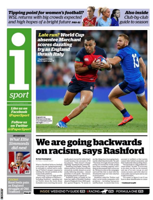 Saturday's I Sport back page