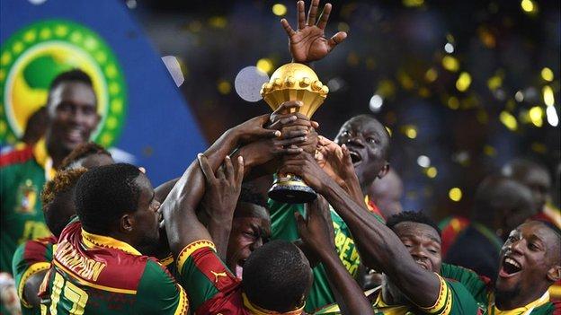 2017 champions Cameroon lift the Africa Cup of Nations