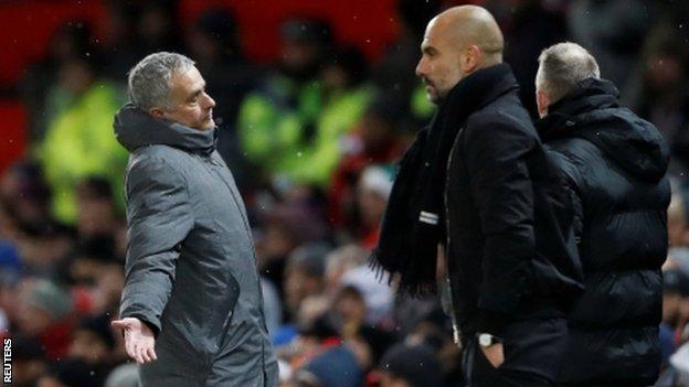 Jose Mourinho and Pep Guardiola on the sidelines