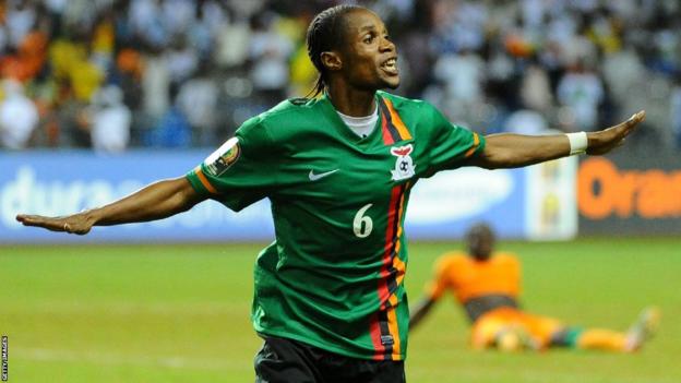 Zambia defender Davies Nkausu celebrates beating Ivory Coast in the final of the 2012 Africa Cup of Nations