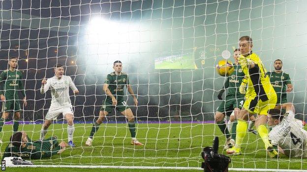 Paul Hanlon's header squeezed over the line but Hibs held the lead for just one minute