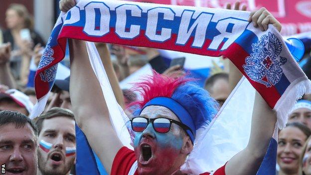 Russia supporters celebrating during the World Cup, which they hosted