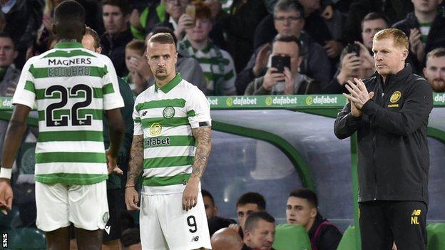Celtic manager Neil Lennon sends on Leigh Griffiths as a substitute