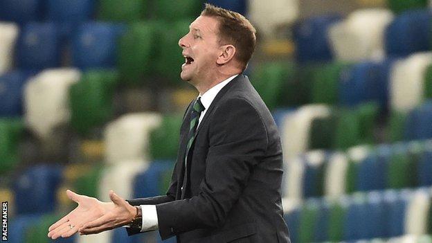 Ian Baraclough shouts instructions to his players during Sunday's game