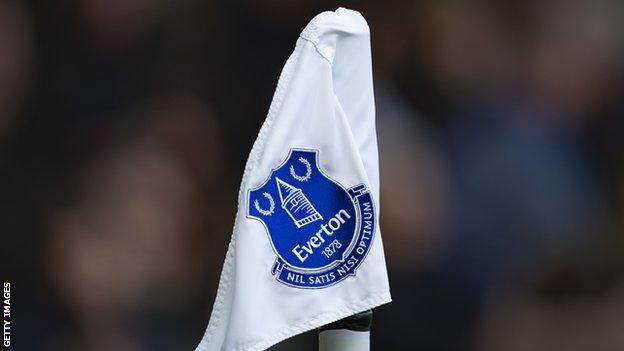 The Everton badge on a corner flag at Goodison Park