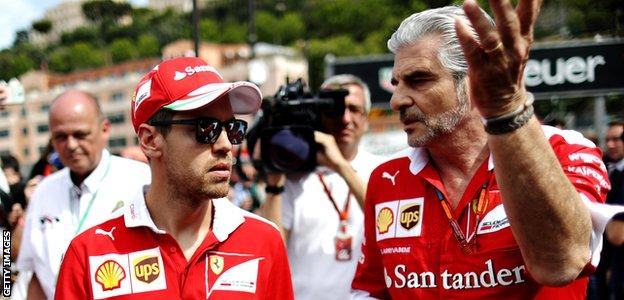 Sebastian Vettel and Maurizio Arrivabene