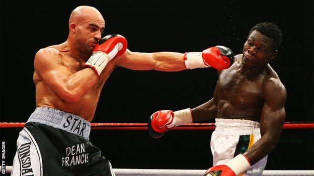 Dean Francis (l) beat Frederic Seillier to win the European super-middleweight title in 1997