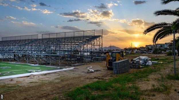 Work began in earnest on constructing the stadium 10 days before the tournament started