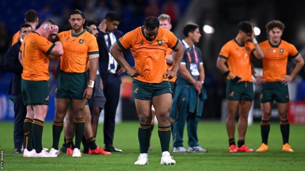 Pone Fa’amausili of Australia looks dejected at full-time