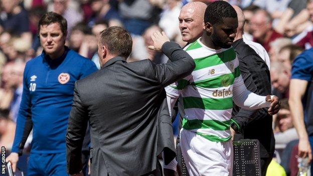 Odsonne Edouard was injured early in the second half at Tynecastle
