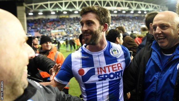 Grigg had just 19 touches and chased lost causes all night long. He found the side netting in the first half and looked a threat when he did get into attacking areas but he ultimately had to remain hard-working and patient throughout. A case could be made for any of Wigan's defensive line but it is ultimately Grigg's strike which will go down in history.