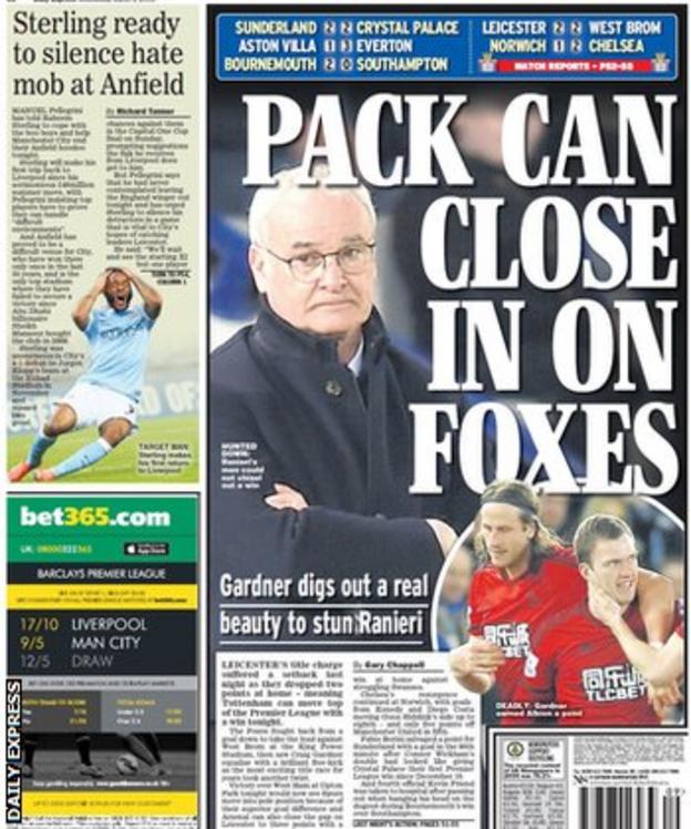 Wednesday's Daily Express back page