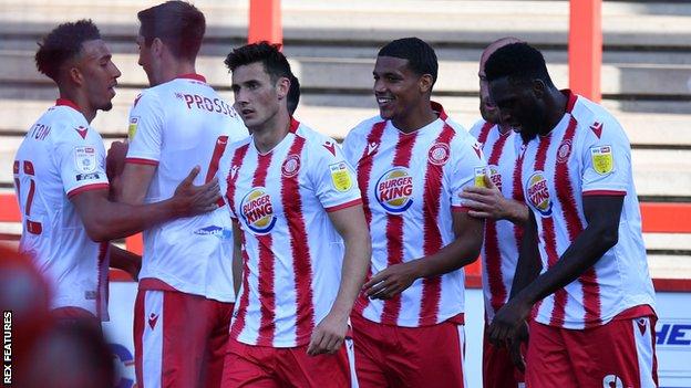 Stevenage celebrate a goal