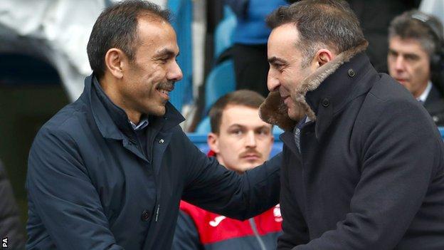 Sheffield Wednesday manager Jos Luhukay and Swansea boss Carlos Carvalhal